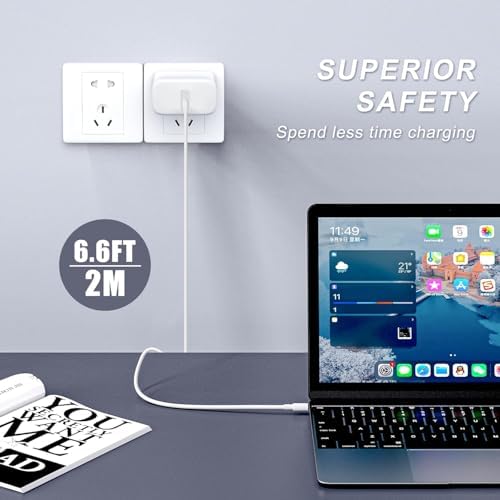 High-Efficiency 45 W USB-C Charger for i Phone 16 Pro Max – Rapid Charging Block with 6.6 FT Type C Cable, Universal Compatibility with i Pad and Galaxy Devices, Sleek Portable Design for On-the-Go Power Solutions