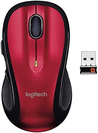 Logitech M510 Wireless Mouse – Ergonomic Design with USB Unifying Receiver for Seamless Navigation, Back/Forward Buttons, and Side-Scrolling in Stylish Red – Ideal for Enhanced Productivity and Comfort