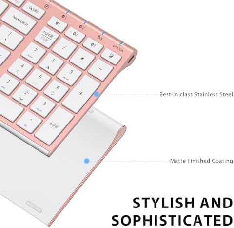 Experience Unmatched Versatility with the i Clever BK10 Bluetooth 5.1 Wireless Keyboard – Ergonomic Comfort Meets Multi-Device Connectivity for Mac, i Pad, i Phone, Android, and Windows – Full-Size Layout with Number Pad for Enhanced Productivity and Seamless Workflow – Rechargeable, Lightweight, and Stylish Design for Effortless Typing Anywhere