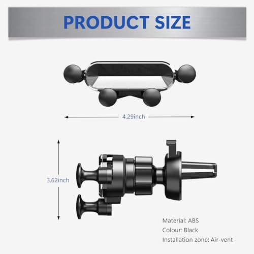 ZKFAR 360-Degree Adjustable Car Phone Holder – Premium Gravity Air Vent Mount for Universal Smartphone Compatibility, Effortless Tool-Free Installation, Sleek Black Aesthetic, Unmatched Stability for Safe Hands-Free Navigation and Enhanced Driving Experience