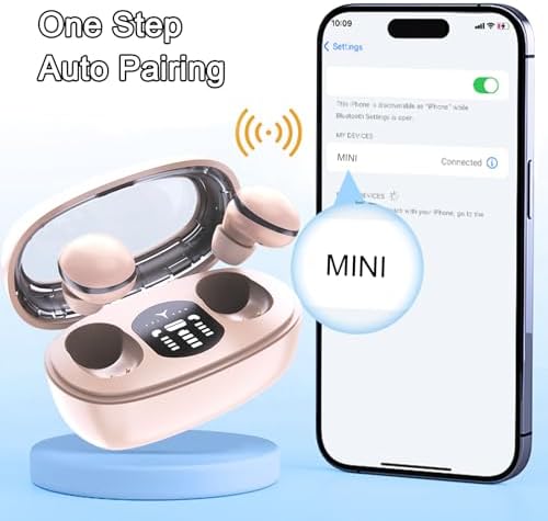 Rehoria Mini Sleep Headphones for Side Sleepers – Ultra-Lightweight Comfort Earbuds with Fast Charging Case for Premium Audio Experience – Ideal for Meditation and Relaxation in Light Coffee Finish