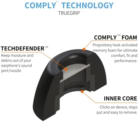 Transform Your Listening Experience with Comply TWo-210-C Memory Foam Earbud Tips | Perfectly Designed for Jabra Elite 10 Gen 1 & 2, JBL, Huawei, Moondrop & More | Unmatched Comfort, Secure Fit, and Advanced Noise Isolation | Available in Black (S/M/L) – Three Pairs for Enhanced Versatility and Performance