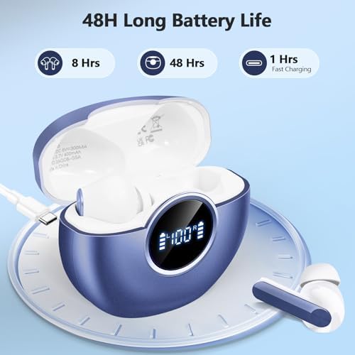 Next-Gen Wireless Earbuds 2025: Bluetooth 5.4 Technology for Ultra-Fast Connectivity, Immersive 3 D Stereo Sound, Advanced ENC Noise Cancellation, and 48-Hour Playtime – IPX7 Waterproof Design for Active Lifestyles, LED Battery Indicator, Universal Compatibility for Effortless Pairing – Redefine Your Sound Experience Today!
