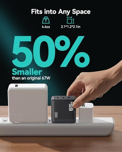 INIU 3-Port USB C Charger Block – 65 W PD Fast Charging Wall Adapter with Compact Foldable Plug, Ga N Technology for Ultimate Efficiency – Multi-Device Compatibility for Mac Book Pro/Air, i Phone 16, Samsung S25, i Pad Pro & More – Travel-Friendly Design for Rapid Power Delivery