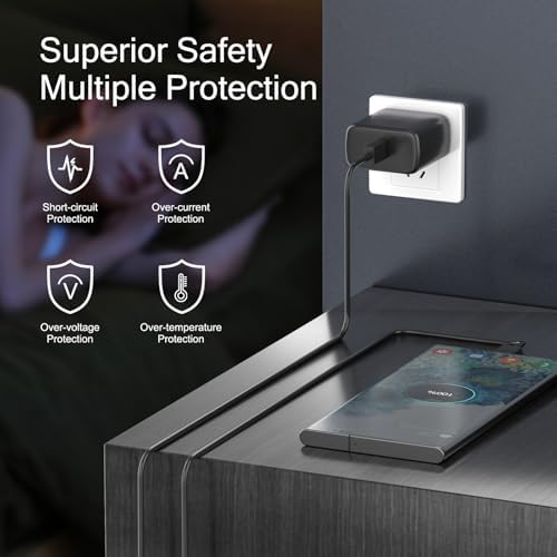 Samsung 45 W Ultra-Fast USB-C Charger with 6 ft Cable – Efficient Power Delivery for Galaxy S25/S24/S23/S22/S21/Note 10/Tablets – Compact, Travel-Friendly Design with Advanced Safety Features for Optimal Charging Performance