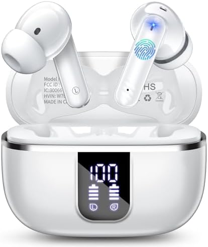 Rose Gold Bluetooth 5.4 Noise-Cancelling Earbuds – Premium Wireless In-Ear Headphones with Enhanced Deep Bass, 38-Hour Playtime, IPX7 Waterproof Rating, and LED Battery Indicator for Seamless Android & i OS Connectivity