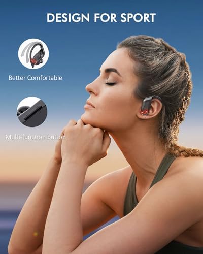 EUQQ 120-Hour Ultra-Durable Waterproof Bluetooth Earbuds – Ergonomic Over-Ear Sports Headphones with Advanced Bluetooth 5.3 for Seamless Connectivity, LED Battery Indicator, and Superior Noise Isolation for Active Lifestyles