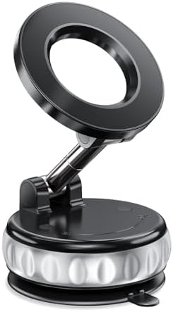 Ultimate 360° Adjustable Magnetic Car Phone Mount – High-Performance Vacuum Suction Holder for Enhanced Smartphone Stability and Safety – Sleek Black Design with Universal Compatibility for All Smartphone Models