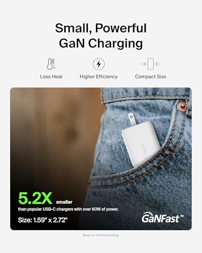 Belkin 65 W Dual USB-C Fast Charger Block – Super Charging PD3.0 with Ga N Efficiency for i Phone 16, Samsung Galaxy S25, Mac Book & More – Dual Port Power Adapter for Rapid Device Charging – Sleek White Design for Modern Aesthetics – Ideal for Multitasking and On-the-Go Lifestyle