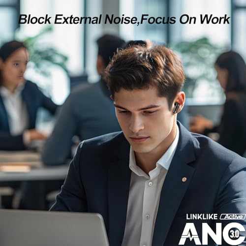 Linklike Premium Noise Cancelling Earbuds with Advanced 3-Mode Smart ANC – Unmatched Hi-Fi Sound with Deep Bass, 48.6 Hours of Playtime, Ergonomic Comfort for All-Day Wear, AI-Enhanced Call Clarity, Bluetooth 5.3 for Flawless Connectivity & Touch Controls – Ideal Solution for Audiophiles and Professionals
