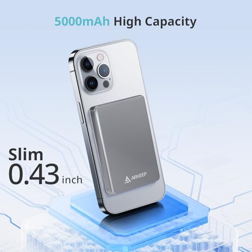 Ultra-Slim Magnetic Wireless Power Bank for i Phone 16/15/14 Series – 5000 m Ah Portable Charger with 20 W PD Fast Charging, Strong Magnet Attachment, Dual Charging Modes & Safety Features, Perfect Travel Companion for On-the-Go Power