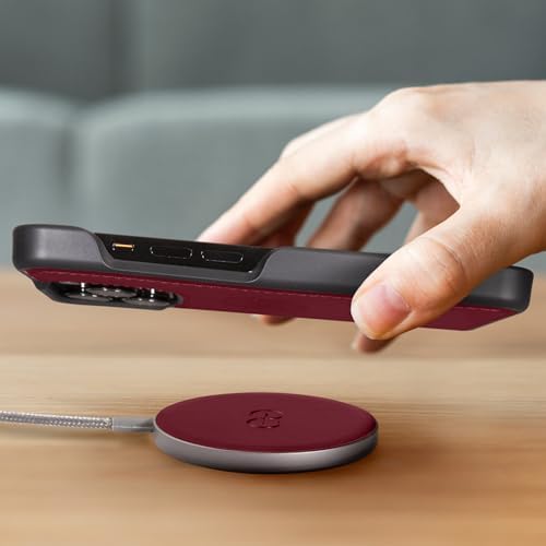 Dreem Empower Magnetic Wireless Charger Pad – High-Speed Mag Safe & Qi-Certified Charging Solution with Premium Vegan Leather Finish in Coffee – Effortless Device Alignment & Enhanced Overheat Protection for a Stylish, Tangle-Free Experience