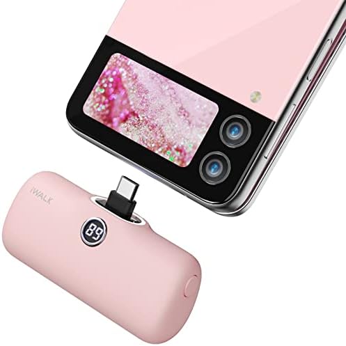 Compact i WALK 4,800 m Ah Portable Charger – High-Speed 18 W PD Power Bank with Built-in USB-C for Seamless Charging of i Phone 15/16/Pro/Max & Samsung Galaxy S25/S24/S23 – Ideal Travel Companion for On-the-Go Power Solutions