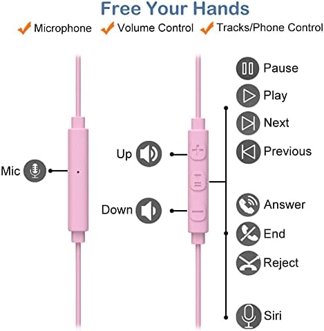 Lightweight Purple Sport Earbuds for Small Ears: Noise-Isolating, Comfortable Fit with Earhooks for Kids and Women, Perfect for Running and Workouts, Hands-Free Mic and Volume Control for Seamless Connectivity