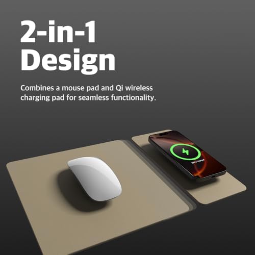 Enhance Your Workspace Efficiency with the POUT H3 Split Wireless Charging Mouse Pad – Fast Qi Charger for Seamless Device Power, Magnetic Alignment for Precision Use, Premium Anti-Slip Surface in Elegant Midnight Blue – Perfect for Smartphones and Earbuds – Elevate Your Productivity with Style and Functionality