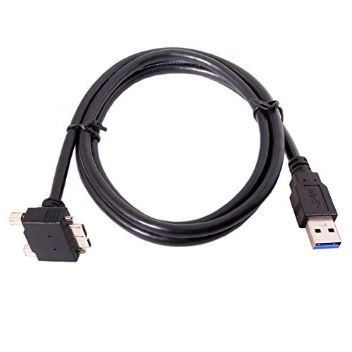 Chenyang 90-Degree Micro USB 3.0 Cable – Type A Male to Micro B Male, 3 M High-Speed Connector for Industrial Cameras & Devices, Enhanced Durability with Mount Panel Screws, Perfect for Tight Spaces and Optimal Cable Management