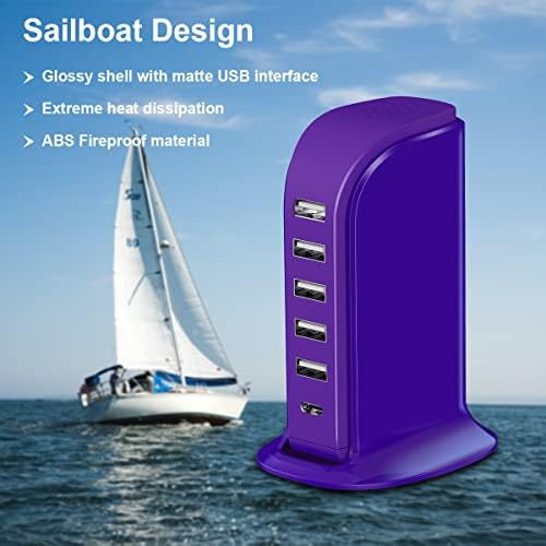 Kawaii-Inspired 6-Port USB Charging Hub: Ultimate Fast Charger for i Phones, Androids & More – Compact Multi-Device Power Station with 1 USB-C & 5 USB-A Ports for Effortless Travel & Home Connectivity, Tangle-Free Solutions for Modern Users