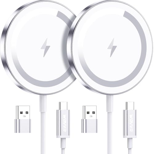 Magnetic Wireless Charger Duo for Apple Devices – 15 W Fast Charging Pad for i Phone 12-16 Pro Max, mini & Air Pods 2/3/4/Pro – Secure Magnetic Connection, Sleek Silver Finish for Modern Tech Aesthetics – Optimal Compatibility & Effortless Charging Experience