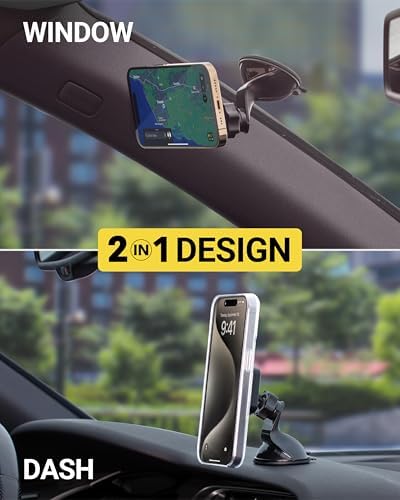 Scosche Magic Mount Pop: 360° Magnetic Suction Cup Phone Holder for Safe and Convenient Driving – Universal Compatibility with i Phone & Android Smartphones, Easy Installation, and Enhanced Usability for Collapsible Grips