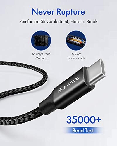 20 ft Braided USB C to C Charging Cable – Ultra-Durable 60 W Power Cord for Fast Charging, Compatible with Samsung Galaxy, Pixel, i Pad Pro/Air, Mac Book Pro/Air – Ideal for Hassle-Free Device Connectivity and Extended Reach