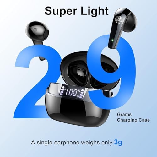 Elevate Your Audio Journey with Premium Bluetooth 5.3 Hi-Fi Stereo Earbuds – 47 Hours of Playtime, Cutting-Edge ENC Noise Cancellation, IPX7 Waterproof for Active Lifestyles, Effortless Pairing in Sleek Black Finish