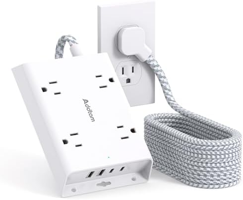 Ultimate 15 ft Surge Protector Power Strip with 4 USB Ports, Addtam Flat Plug Extension for Home Office and College Dorm – Enhanced Compatibility, Space-Saving Design, and Fast Charging for Multiple Devices