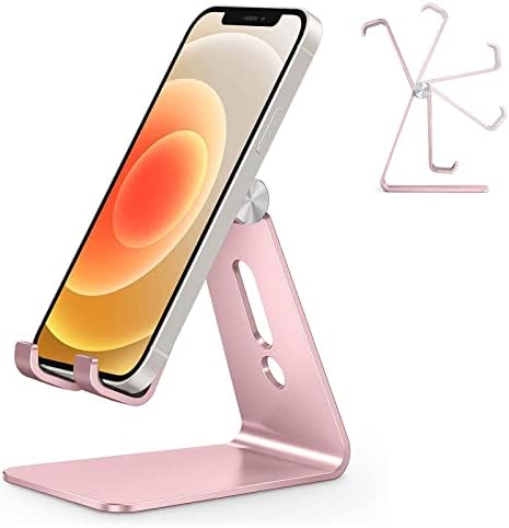 OMOTON Adjustable Cell Phone Stand, C2 Aluminum Desktop Phone Holder Dock Compatible with iPhone 15 14 13 Xs XR 8 Plus 7 6, Samsung Galaxy, Google Pixel, Android Phones – Enhanced Compatibility and Speed
