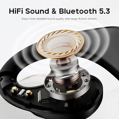 Tribit Open-Ear Bluetooth 5.3 Headphones – IPX5 Waterproof Wireless Earbuds with 104 Hours Playtime, Ergonomic Design for Secure Fit, LED Battery Indicator, and Built-in Microphone – Ideal for Active Lifestyles, Workouts, and Outdoor Adventures