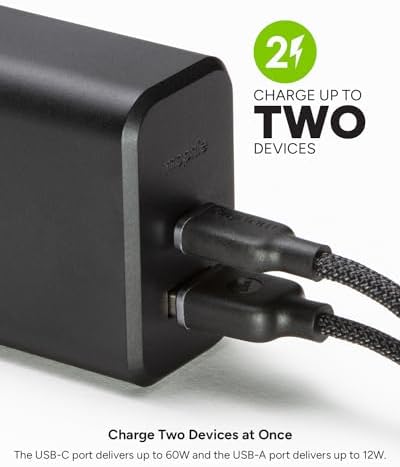 Mophie 100 W Ga N USB-C Power Adapter – Triple-Device Fast Charger for Mac Book, i Pad, i Phone, Samsung Galaxy, Google Pixel & More – Includes 1.5 m USB-C Cable – Eco-Friendly Design for Sustainable Charging on the Go