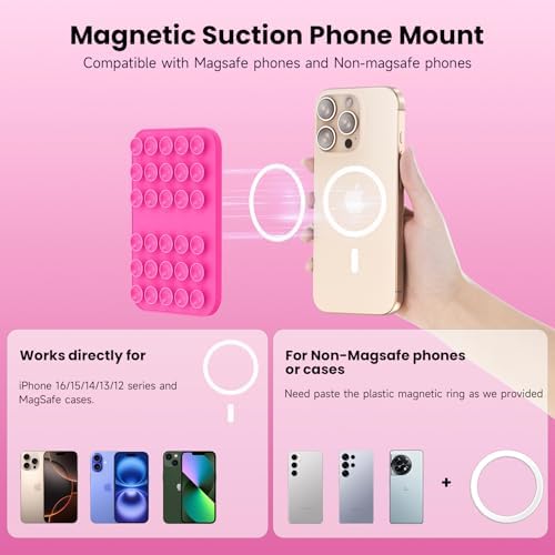 Revolutionary Patented Magnetic Suction Grip Mount for i Phone & Android – Effortless Hands-Free Phone Holder in Deep Blue, Perfect for Content Creators, Capture Stunning Selfies and Videos, Ultimate Compatibility with Mag Safe and Standard Cases, Portable and Stylish Design for On-the-Go Use