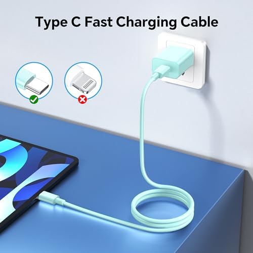 Ultra-Fast 20 W USB C Power Adapter with 6 FT Type C Cable – Optimal Charging Solution for i Phone 16/15 Pro Max, i Pad Pro, Samsung S23, and Android Devices – Sleek and Portable Blue Design for Enhanced Efficiency and Versatility