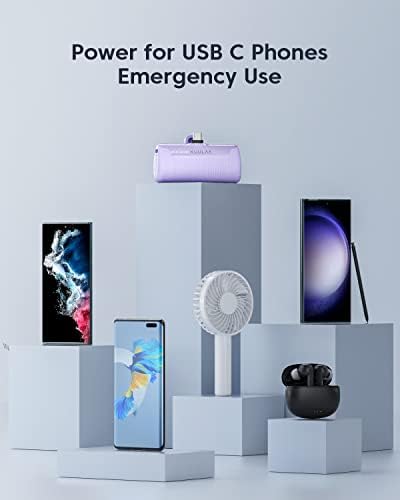 Kuulaa 4500 m Ah Compact USB-C Power Bank – Ultra-Portable Phone Charger for i Phone 15, Samsung Galaxy, LG, Moto, and Pixel Devices – Fast Charging Battery Pack for On-the-Go Power Solutions – Lightweight and Durable Travel Companion