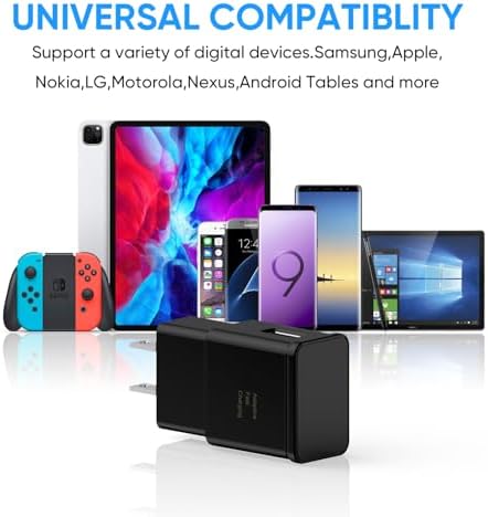 Premium Adaptive Fast Charging Block USB Wall Charger – Efficient Quick Charge Adapter for Samsung Galaxy S25/S24/S23/S22/S21/S20/S10/S9/S8/S7/Note 10 (4-Pack, White) – Maximize Charging Speed & Compatibility for Seamless Device Performance
