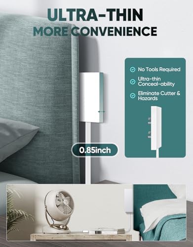 Revolutionize Your Power Access with the Outlet Concealer Power Strip – 3 AC Outlets, 5 ft Flat Plug Extension Cord for Home, Office & Kitchen – Child & Pet Safe Design, Universal Compatibility, 1625 W Capacity, Ideal for Streamlined Electronics Management