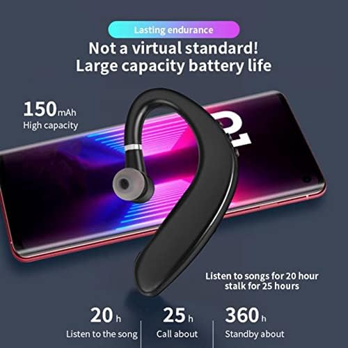 Single Ear Bluetooth V5.2 Wireless Earphones – Ergonomic Waterproof Headset for Professionals on the Move – Extended Battery Life & Effortless Device Compatibility for Hands-Free Communication