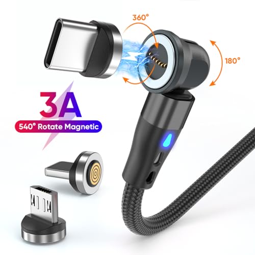 Revolutionize Your Charging Experience with the 540° 7-Pin Magnetic USB Charging Cable – 3-in-1 Fast Charger Bundle (4-Pack: 3 ft, 3 ft, 6 ft, 6 ft) for i Phone, Micro USB & Type C Devices – Ultimate Compatibility & Speed with Magnetic Convenience, Data Transfer Support, and Ergonomically Designed Durability for Everyday Use