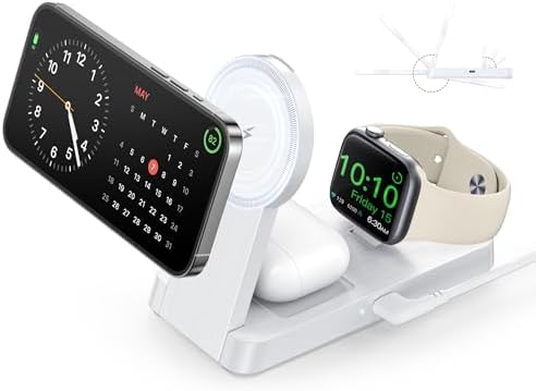 Magnetic 3-in-1 Wireless Charging Station for i Phone 12-16, Apple Watch & Air Pods – Portable Foldable Charger with Fast Charging, Space-Saving Design, and Smart Safety Features for Home, Office, and Travel – Perfect Gift for Tech Lovers