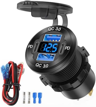 Transform your travel experience with the 78 W 12 V USB Outlet, a versatile 4-Port Car Charger Socket engineered for high-performance charging across various vehicles including cars, boats, motorcycles, RVs, ATVs, trucks, and golf carts. This advanced charger features Dual PD USB C ports for lightning-fast charging of modern devices, complemented by Dual Quick Charge 3.0 ports to optimize charging times for all your electronics. The integrated voltmeter provides real-time monitoring of your vehicle’s electrical system, ensuring safety and efficiency on the road. Designed with a waterproof construction, this charger guarantees durability and reliable performance in diverse environments. Its sleek aluminum build not only enhances visual appeal but also promises longevity. Experience the ultimate in compatibility and convenience with our state-of-the-art charger that allows you to power multiple devices simultaneously without compromising on speed. Perfect for both everyday commutes and adventurous road trips, this essential accessory keeps you connected and ready for anything.