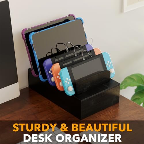 Eco-Friendly Bamboo Multi-Device Charging Station – Sleek Desk Organizer for Phones, Tablets & Laptops with Fast Charging Ports – Minimalist Docking Solution for a Clutter-Free Workspace – Sustainable Tech Accessory for Modern Living Spaces