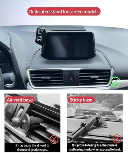Wireless Charging car Phone Holder for Mazda 3 2014-2016/Mazda CX-3 2016-2021 Accessories 7 inch Screen Fixed Clip,360° Rotation car Phone Mount Compatible with MagSafe – Enhanced Compatibility and Speed