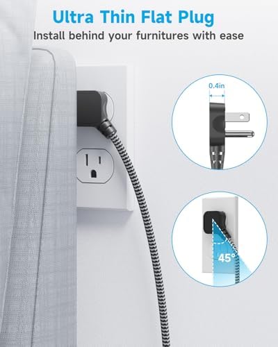 Maximize Your Charging Efficiency with the 2800 Joules Surge Protector Power Strip – 8 AC Outlets & 6 Fast-Charging USB Ports (4.8 A/24 W) for i Phone 15, 5 ft Flat Extension Cord & Wall Mount Design – Perfect for Home, Office & Travel Needs