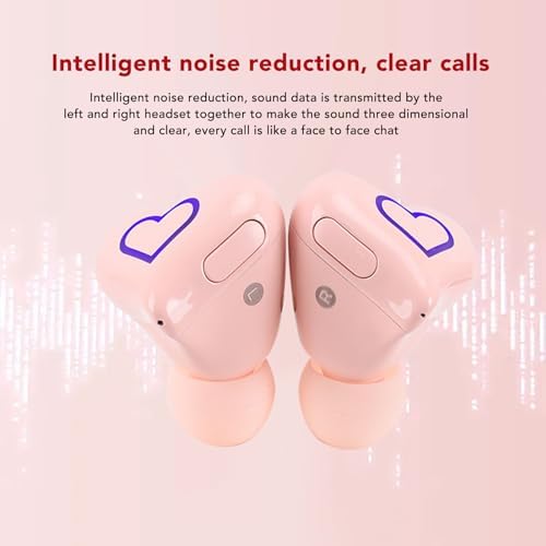 Elevate Your Audio Journey with Bewinner Heart-Shaped Bluetooth 5.3 Earbuds – Stylish, Ultra-Lightweight Noise-Canceling Headphones Perfect for Active Lifestyles and Work Environments – Comes with Portable Charging Case for Effortless Mobility and Comfort