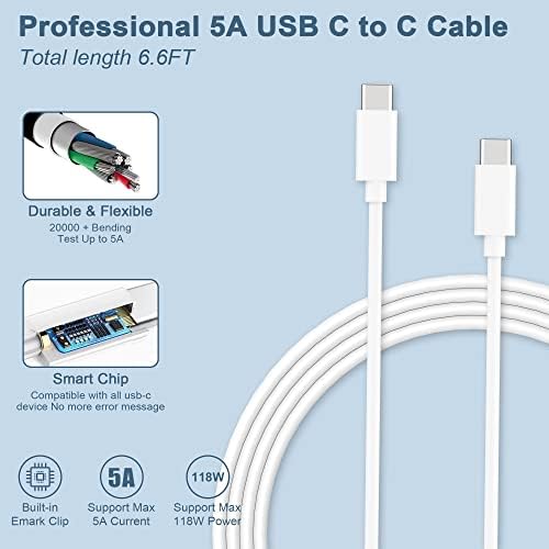 High-Efficiency 100 W USB-C Mac Book Pro Charger – Ultra-Fast Power Adapter for 16, 15, 14, 13 Inch Models with 6.7 ft Cable – Universal Compatibility for Laptops & Smartphones – Portable Travel Charger with Foldable Plug and Cool-Green LED Indicator – Ideal for Rapid Charging on the Go