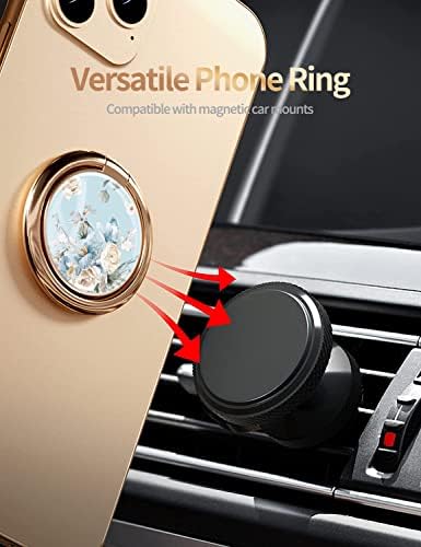 Blue Butterfly Marble Pattern Cell Phone Ring Stand – 360° Rotating Finger Holder for Secure Grip and Versatile Kickstand, Compatible with All Smartphones Including i Phone and Samsung Galaxy, Perfect for Magnetic Car Mounts