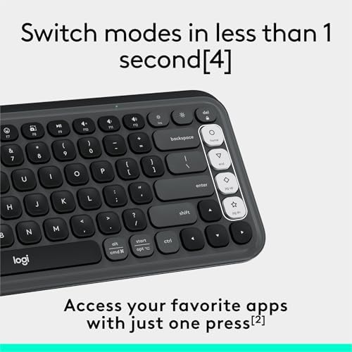 Elevate Your Workspace with the Logitech POP ICON Wireless Bluetooth Keyboard – Stylish Graphite & White Design, Effortless Multi-Device Switching, Comfortable Low-Profile Typing, and Customizable Keys for Enhanced Productivity on Laptops, Tablets, and PCs