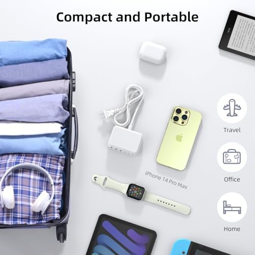 Ultimate 125 W USB-C Multi-Device Charging Station: 6-Port Fast Charger with Ga N Technology for i Phone, i Pad, Apple Watch, Galaxy S23 & More – Compact Power Hub for Home & Office Efficiency