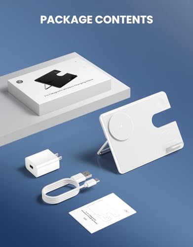 Revolutionary MGG 3-in-1 Magnetic Wireless Charging Station for Apple Devices – Effortlessly Charge i Phone 15, 14, 13, 12 Pro Max Plus, Apple Watch Series 9-4, and Air Pods Pro 2/3 with Enhanced Speed and Portability – Sleek Foldable Design for Travel and Home Use – Eliminate Cable Clutter and Enjoy Quick, Efficient Charging!