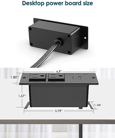 Recessed Power Strip with USB C PD Fast Charging – 30 W Flush Mount Desk Outlet for Space-Saving Convenience, 2 AC Outlets & 2 USB Ports, 6 ft Cord, Ultra Thin Flat Plug for Tidy Workspaces – Perfect for Home Offices and Multi-Device Charging Solutions