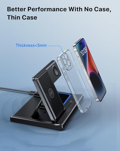 Sleek 3-in-1 Wireless Charging Station for i Phone 15/14/13/12/11, Apple Watch & Air Pods Pro – Fast, Efficient, and Stylish Device Charger with Safety Features for Home or Office Use