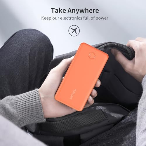 Sleek 10000 m Ah PD 20 W Portable Charger – High-Speed USB-C Power Bank for i Phone 16/15/14/13/12, Samsung S22/S21, Google Devices – Lightweight & Stylish Orange Battery Pack for On-the-Go Charging Solutions
